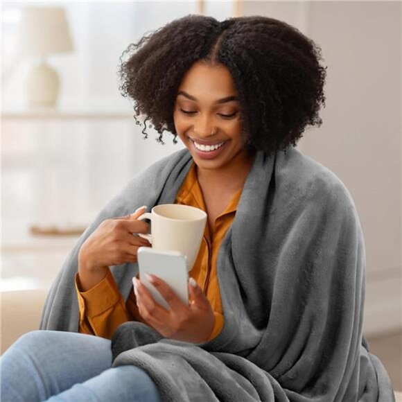 Utopia Bedding Fleece Blanket Queen Size Grey 300GSM Luxury Anti-Static Fuzzy - Picture 10 of 14